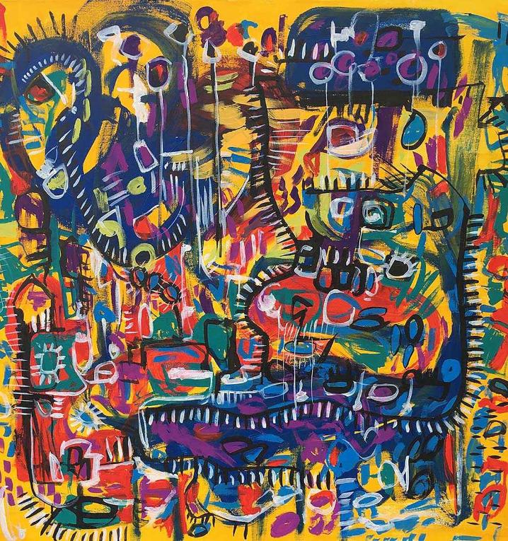 Colorful artwork from the 'London Bridge OPEN 2' exhibition, highlighting 17 artists exploring the theme of 'Boundaries' in architecture and art.