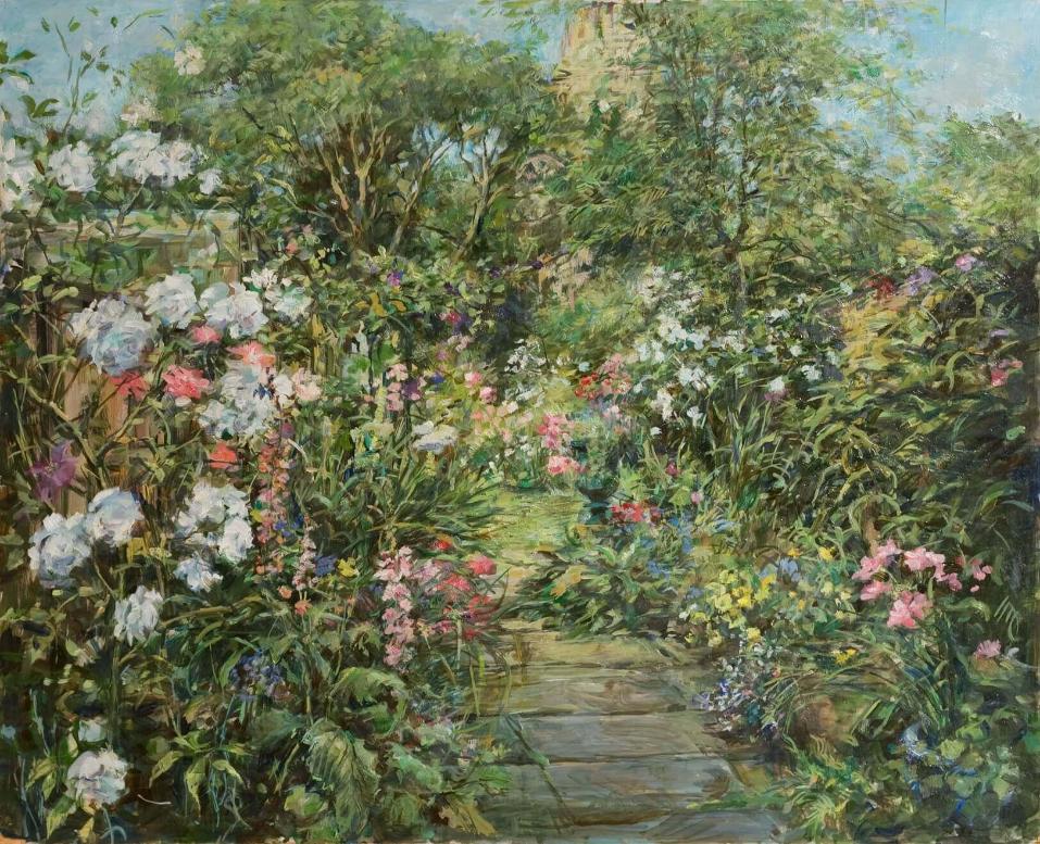 rose and long view painting

