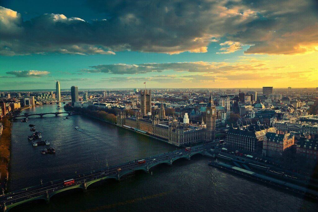 Aerial view of Westminster